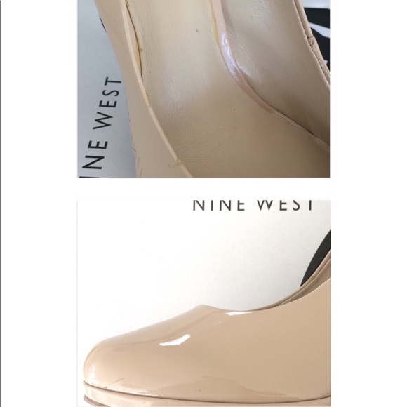 Rare Nine West Nude Patent Platform Pumps Sz 10M - Picture 6 of 8